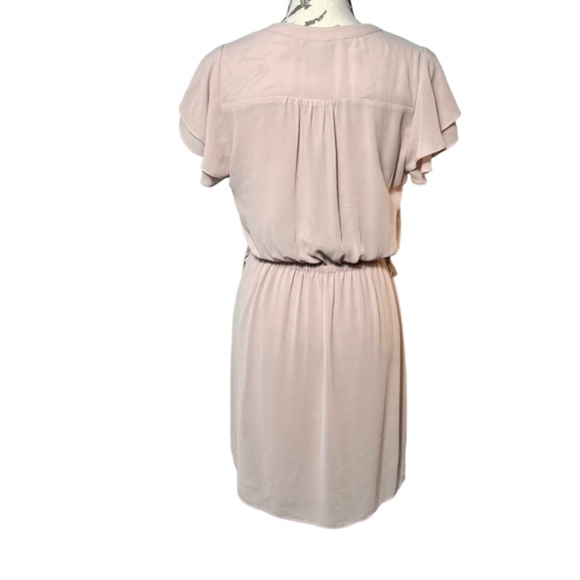 H&M Powder Pink V-Neck Short Sleeve Flounce Dress Women’s Small - Picture 4 of 6